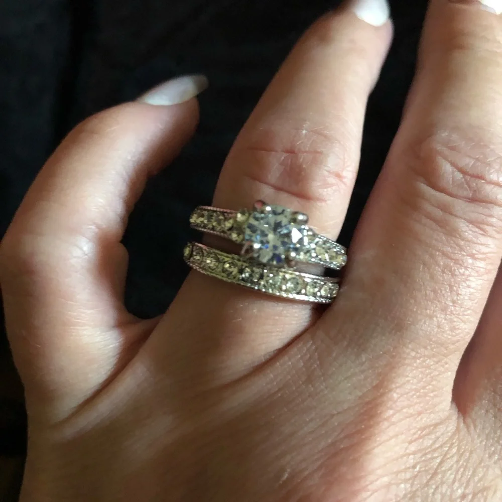 Bridal Set; Anniversary Set; Cubic Zirconium; Size 6 & Size 8 Available - Picture 6 of 11